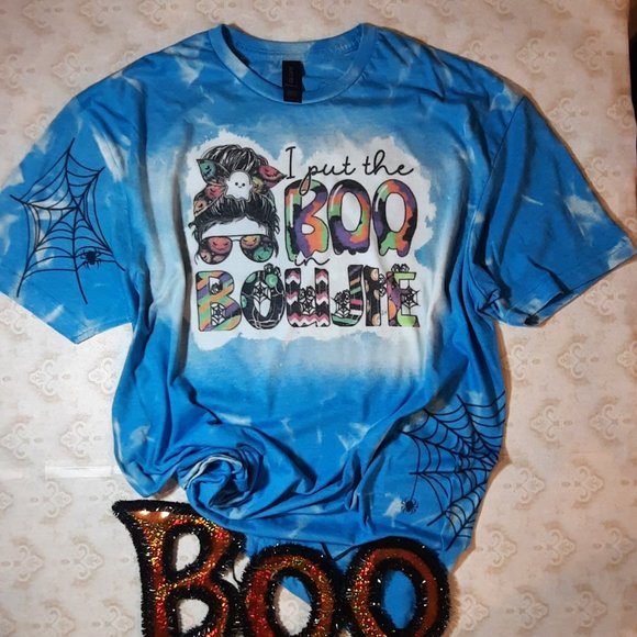 New-Large Unisex, Gildan, color Heather Sapphire -Bleached SublimationT-Shirt - Picture 1 of 4